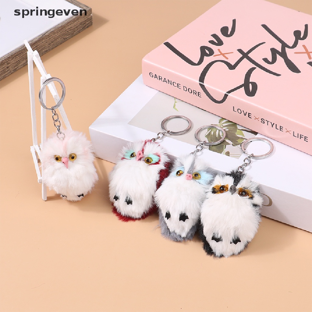 Móc Chìa Khóa Hình Cú Phủ Lông Dễ Thương Dùng Trang Trí Túi Xách / Móc Khóa