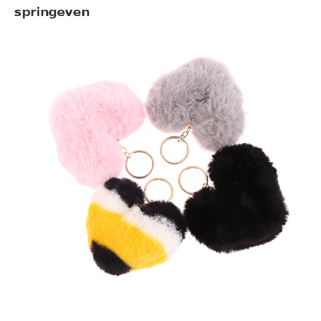 Móc Khóa Hình Trái Tim Phối Cục Bông Nhiều Màu Sắc Dễ Thương