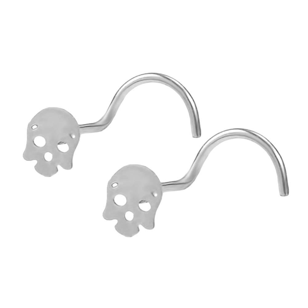 Bộ 2 Khuyên Mũi Bằng Thép Không Gỉ Hình Đầu Lâu Cá Tính