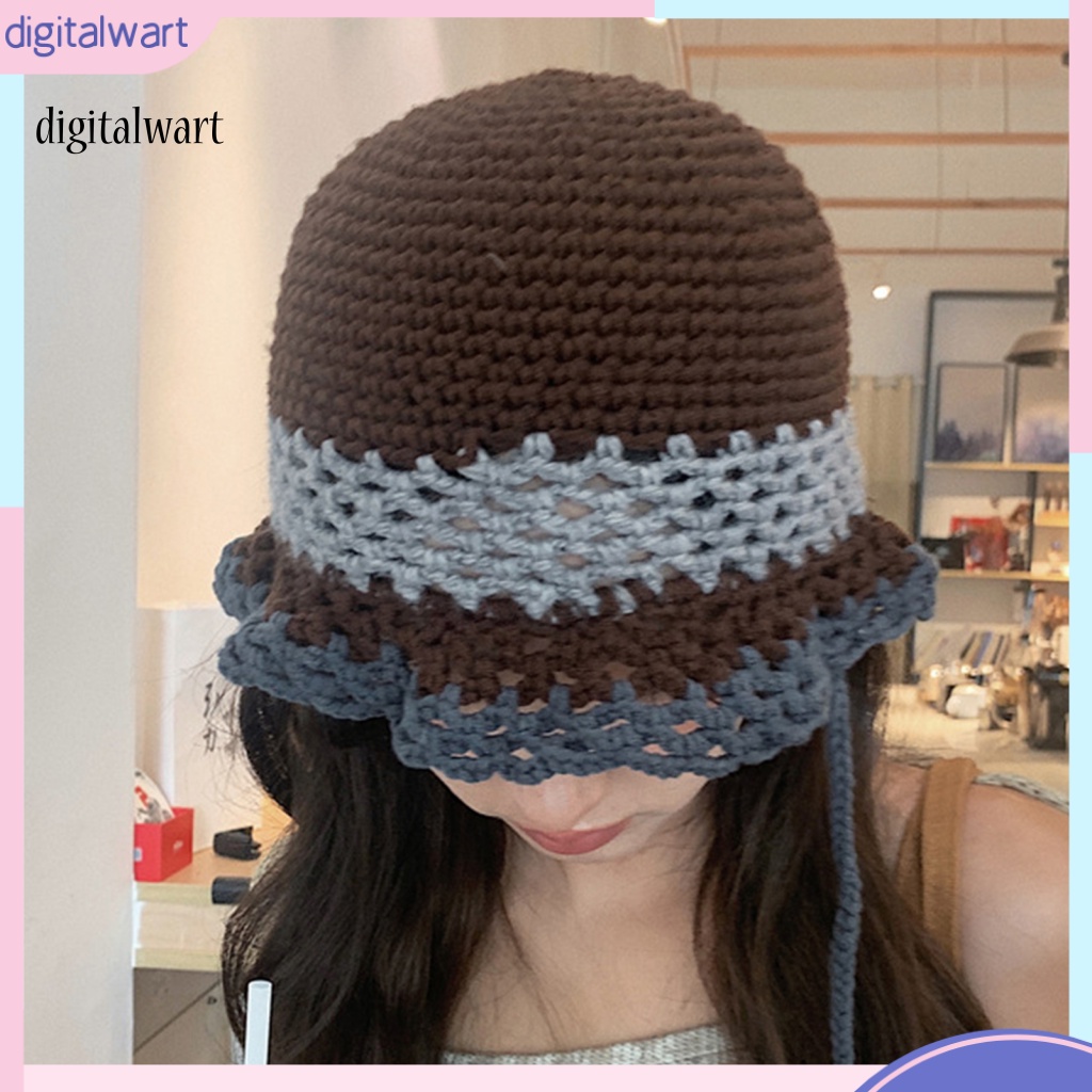 Kỹ Thuật Số| Mũ Bucket Dệt Kim Vành Tròn Màu Sắc Thời Trang Cho Nữ