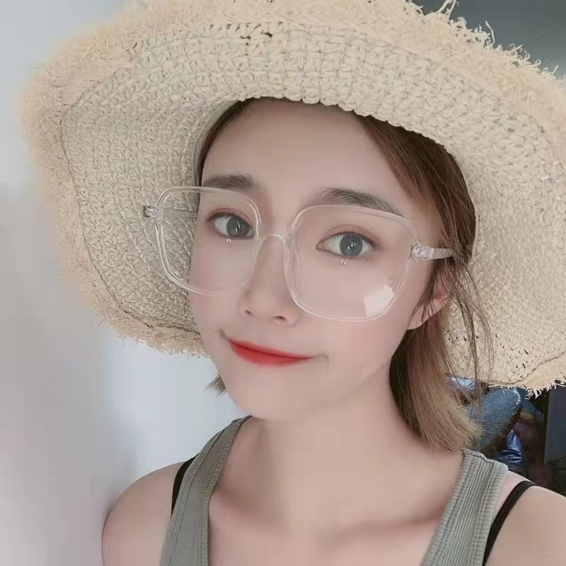 (KIQI-FASHION) COD Mắt Kính Gọng Vuông Oversize Chống Ánh Sáng Xanh Trong Suốt Thời Trang Hàn Quốc Cổ Điển Cho Nam Và Nữ