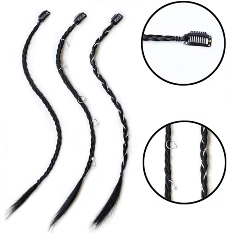 Bím Tóc Giả Y2K Màu Đen Có Kẹp Thời Trang Cho Nữ 20in