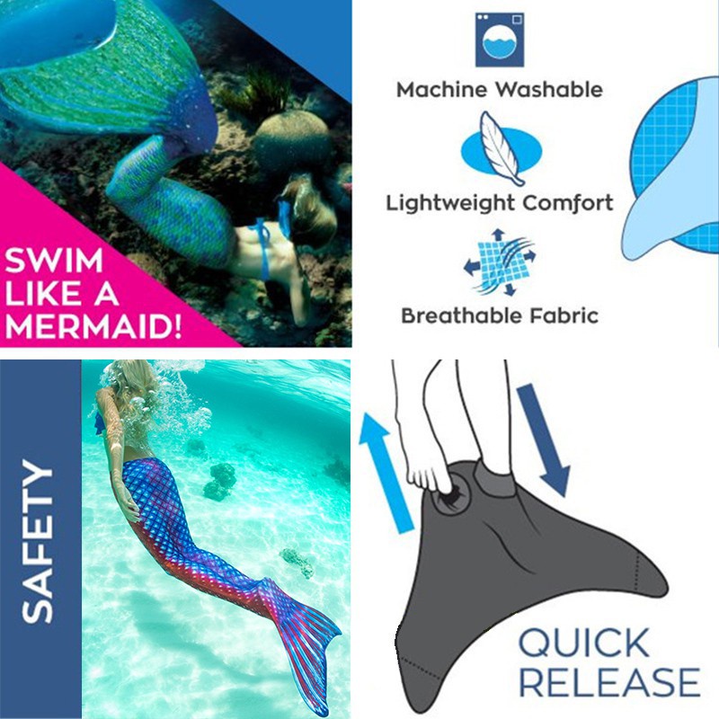 Bộ Đồ Bơi Đuôi Nàng Tiên Cá Dễ Thương Xinh Xắn Dành Cho Trẻ Em Và Người Lớn