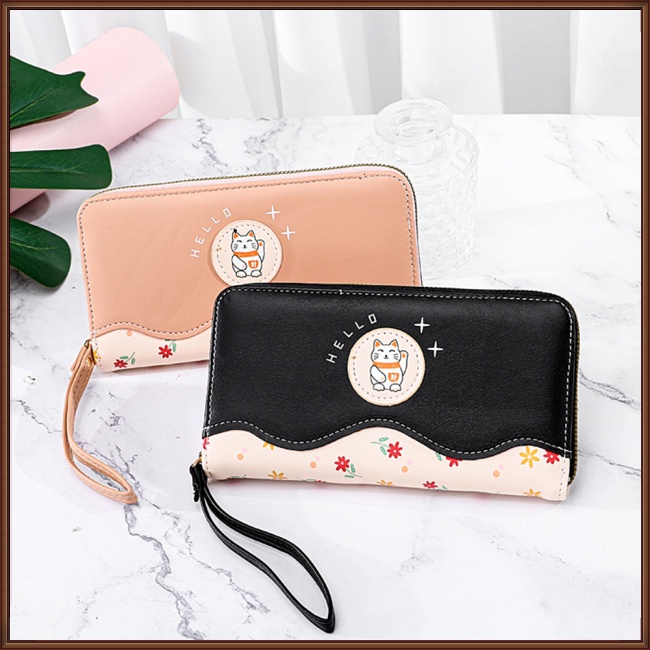 Ví Dài Đựng Điện Thoại Nhiều Ngăn Phối Màu Tương Phản Đơn Giản Cho Nữ