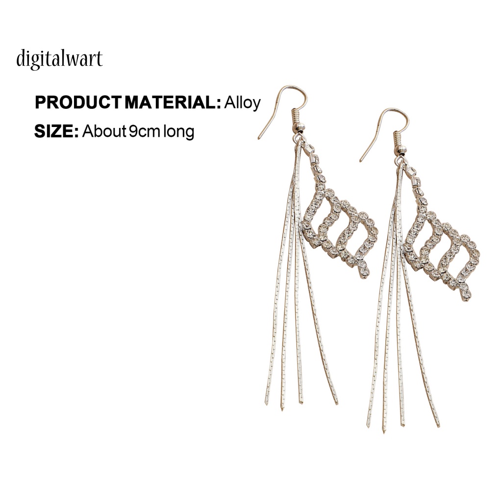 Kỹ Thuật Số| 1 Đôi Bông Tai Dài Đính Đá Sáng Lấp Lánh Thời Trang Dành Cho Nữ