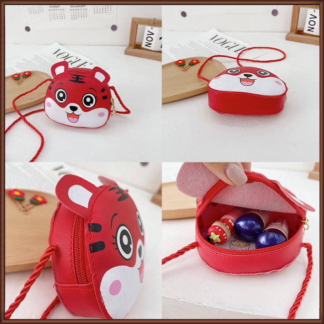 Túi Da Pu Đeo Chéo Mini Họa Tiết Hoạt Hình Động Vật Đáng Yêu Cho Bé
