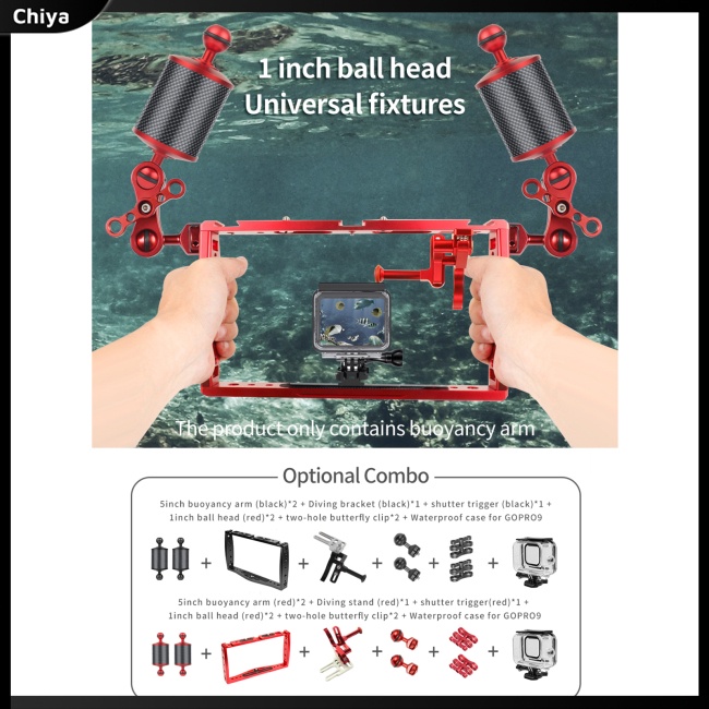 Cánh Tay Phao 5 / 8 / 10 / 12inch D60mm Bằng Sợi Carbon Kèm Đầu Bi 1 Inch Hỗ Trợ Chụp Ảnh Dưới Nước