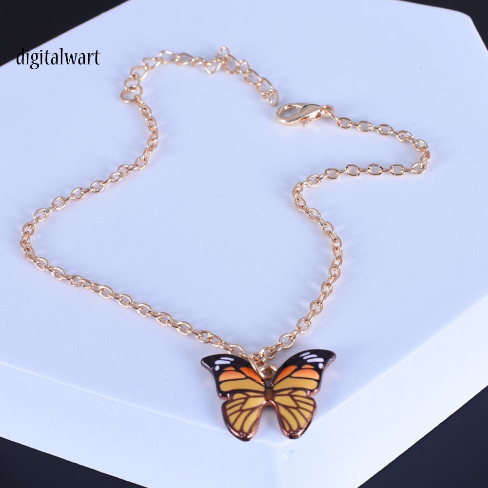 Kỹ Thuật Số| Lắc Chân Hợp Kim Mặt Hình Bướm Nhiều Màu Sắc Thanh Lịch Cho Phái Nữ