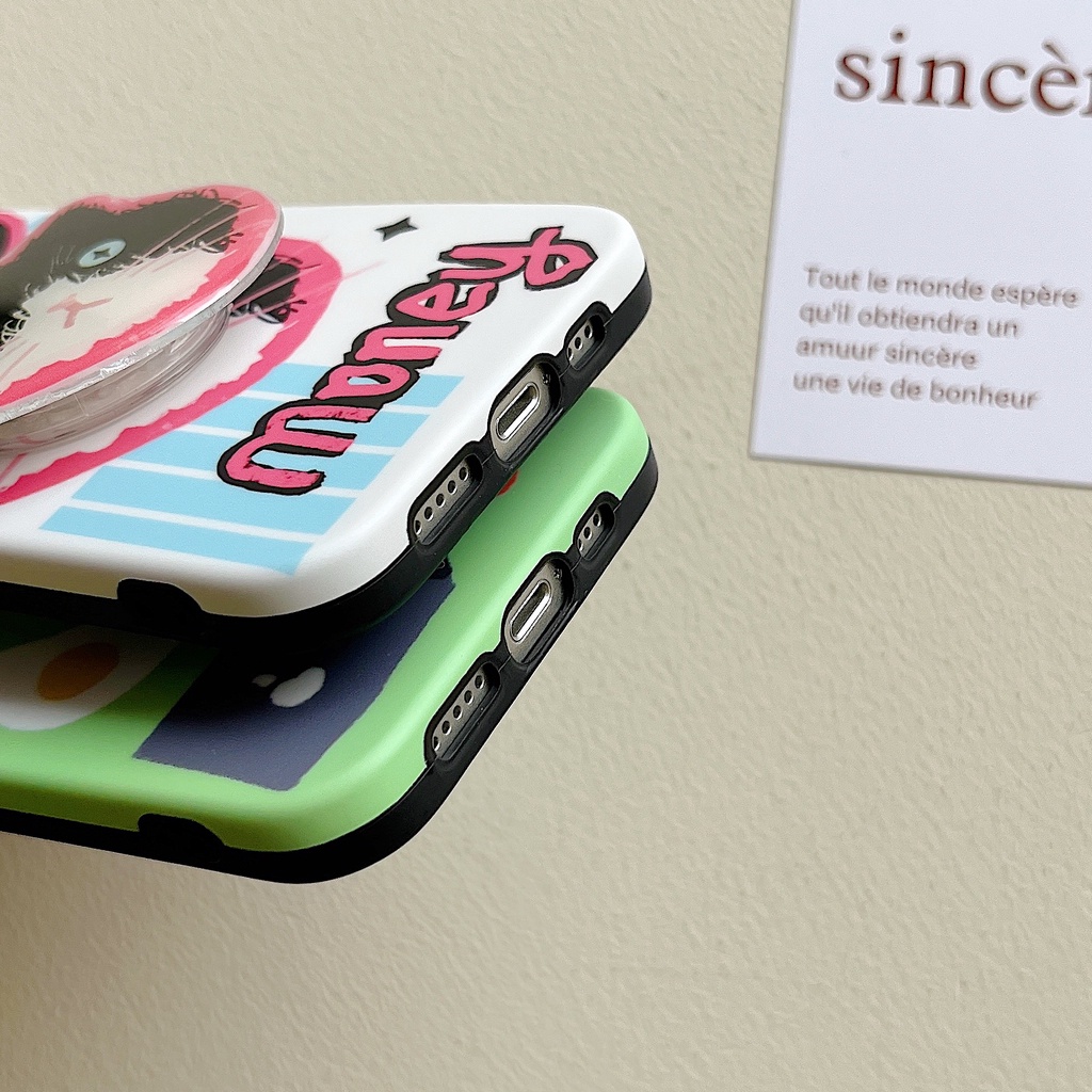 Ốp Điện Thoại TPU Dẻo Họa Tiết Hoạt Hình Chú Mèo Dễ Thương Kèm Giá Đỡ Cho iPhone 14 13 11 12 Pro Max