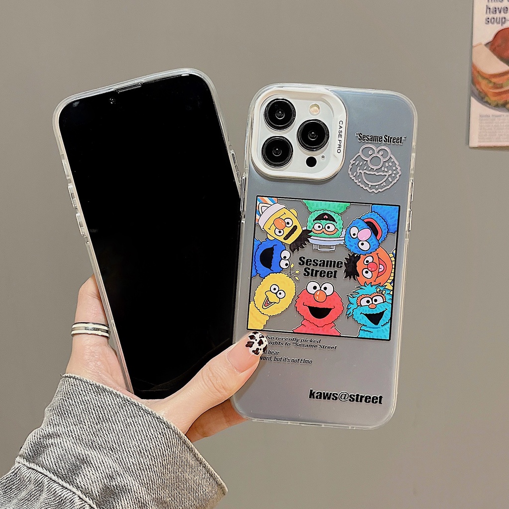 Ốp Điện Thoại tpu Mềm Nhám Mạ Điện Họa Tiết Hoạt Hình Gấu KAWS Cho iphone 14 13 11 12 Pro Max