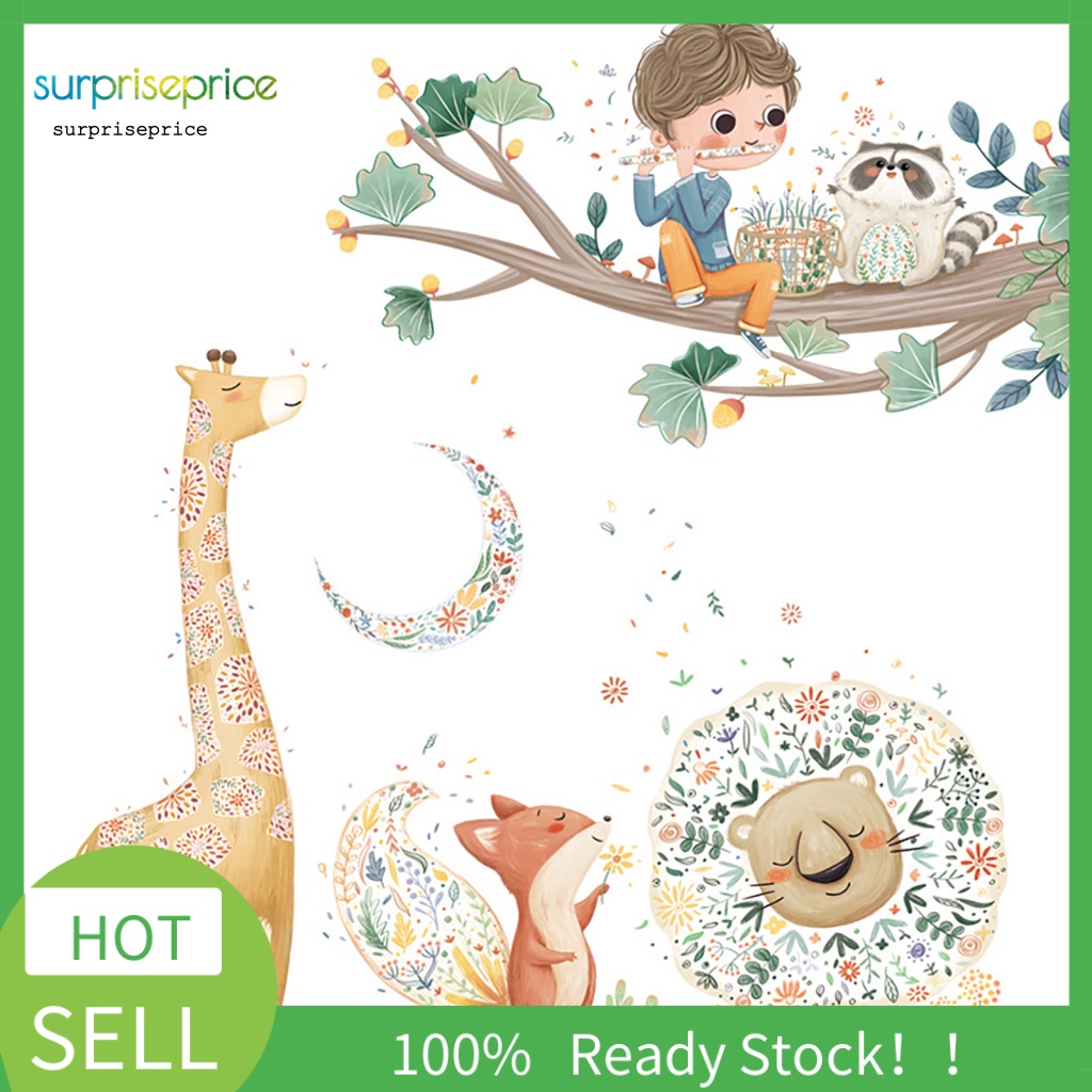 1 Bộ Sticker Dán Tường Bằng PVC Chống Nước In Họa Tiết Rừng Cây Cho Phòng Khách