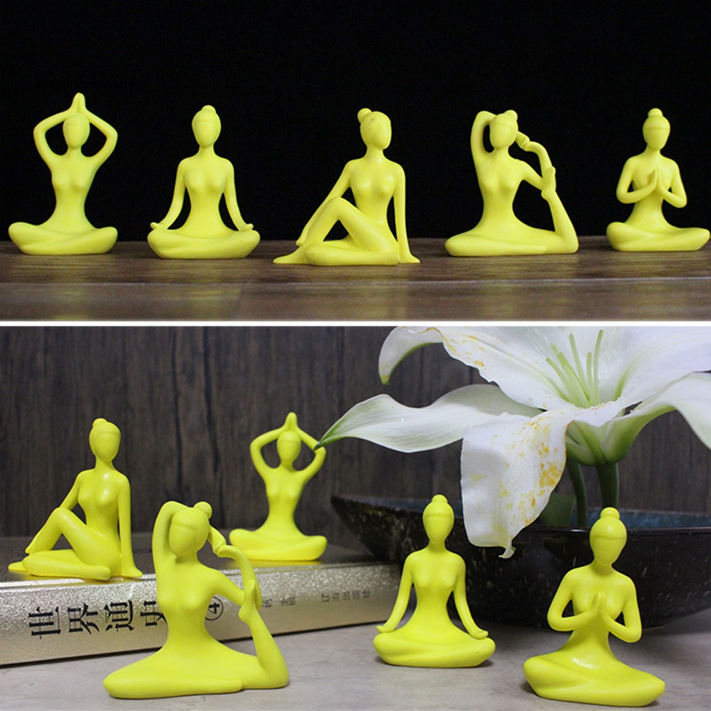 Bộ 5 Món Đồ Trang Trí Bằng Nhựa Resin Hình Yoga Vui Nhộn DIY