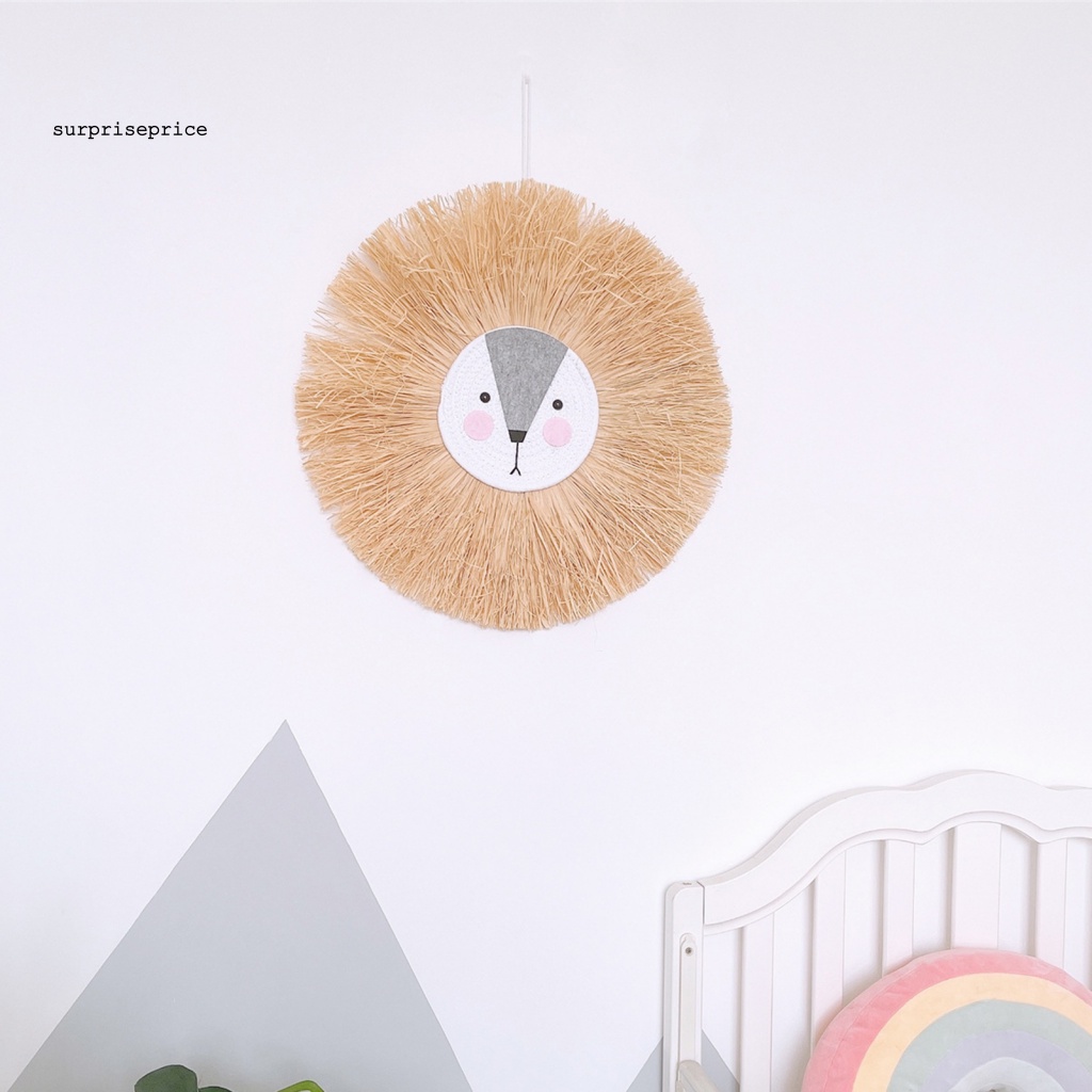 Phụ Kiện Treo Trang Trí Kiểu Đầu Gấu Trúc Hoạt Hình Bằng Rơm Dệt Tay