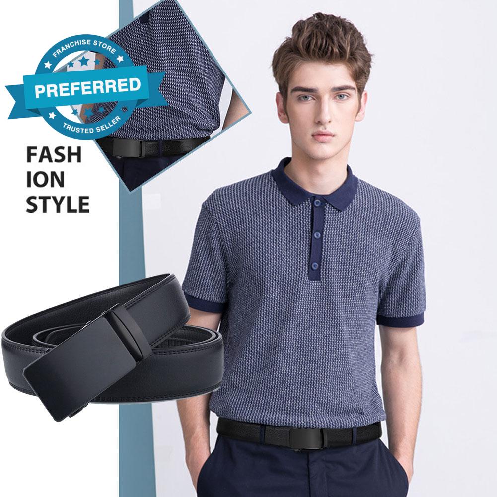 Thắt Lưng Da PU Có Khóa Trượt Tự Động Chất Lượng Cao Phong Cách Doanh Nhân Cho Nam F4Z5