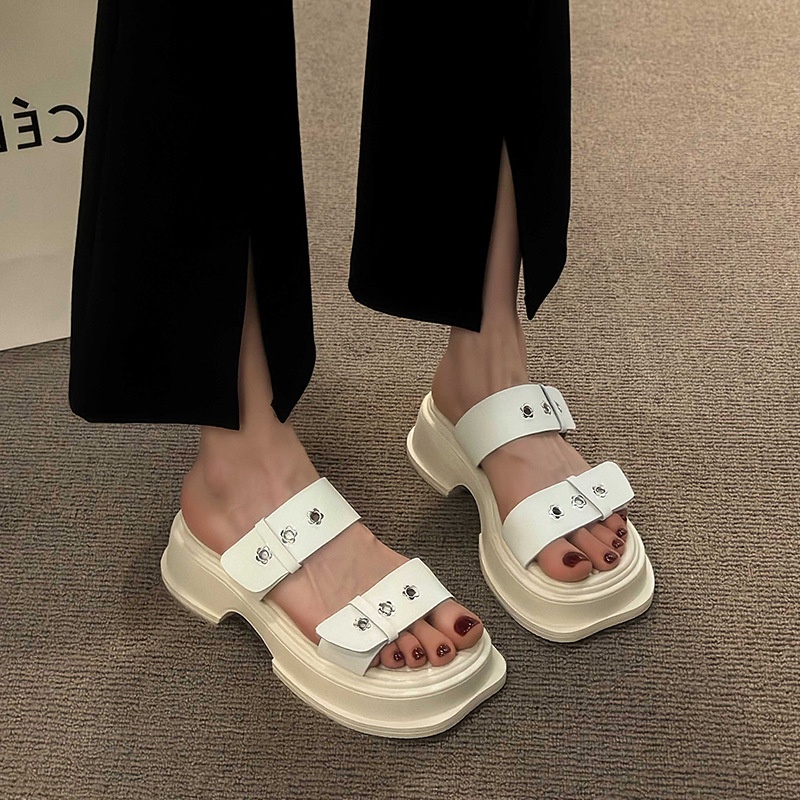 Xăng đan Đế Dày 5.5cm Hở Mũi Thời Trang Đi Biển Cho Nữ