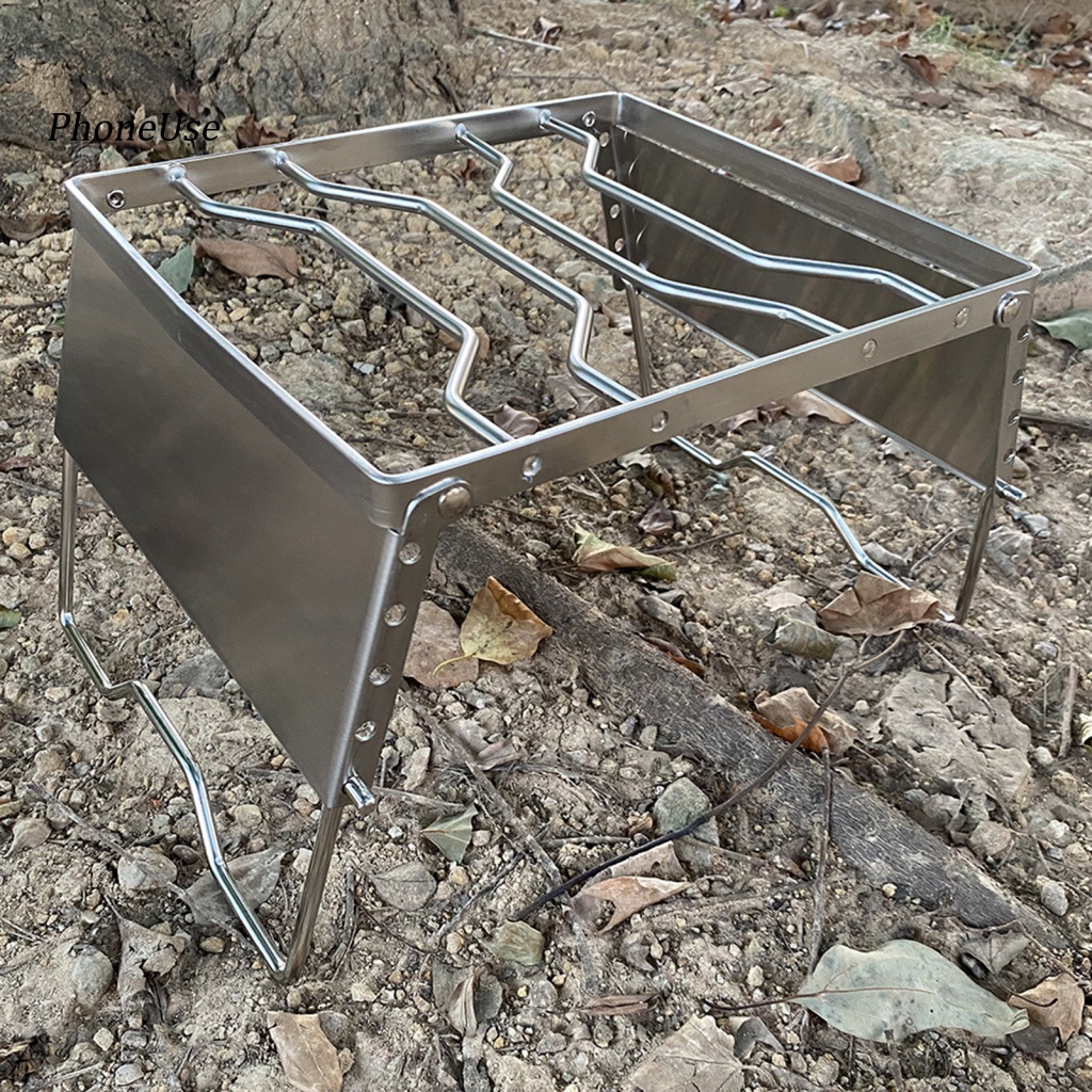 Pu 1 Bộ Giá Đỡ Bếp Đa Năng Bằng Thép Không Gỉ Điều Chỉnh Được Cho Cắm Trại