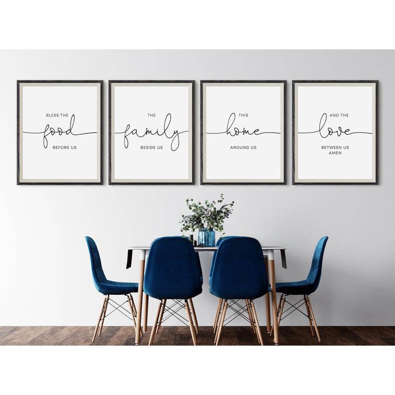 Tranh Vải Bạt Treo Tường In Hình Bless The Food Before Us Trang Trí Nhà Bếp / Nông Trại