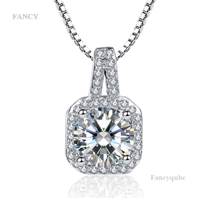 Vòng cổ Mạ Bạc 925 Mặt Vuông Đính Đá Sang Trọng