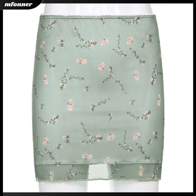 Chân Váy Ngắn Lưng Cao Ôm Dáng In Họa Tiết Hoa Thời Trang Quyến Rũ Cho Nữ