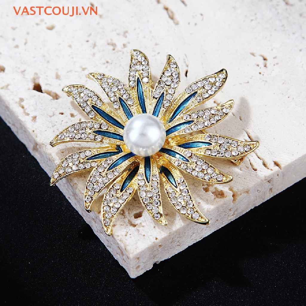 Ghim Cài Áo Hình Hoa Hướng Dương Đính Ngọc Trai Giả Thời Trang Cho Nữ