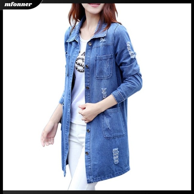 Áo Khoác Jean Denim Dài Tay Dáng Rộng Thời Trang Mùa Thu Hàn Quốc 2017 Cho Nữ