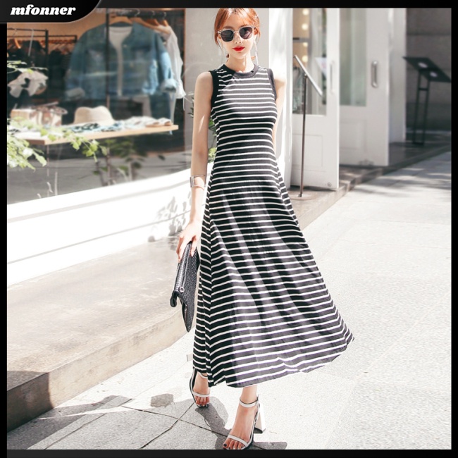 Đầm Chữ A Sát Nách Kẻ Sọc Kiểu Retro Thời Trang Mùa Hè Cho Bạn Gái
