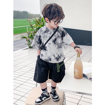Áo thun unisex loang đen trẻ em