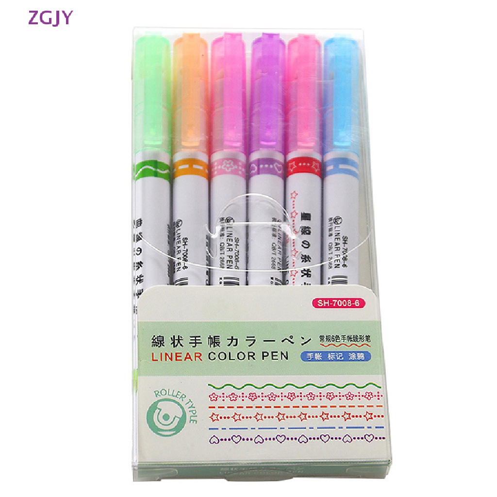 Bút Đánh Dấu Đường Cong 6 Màu Pastel Trang Trí Nghệ Thuật Cho Vẽ