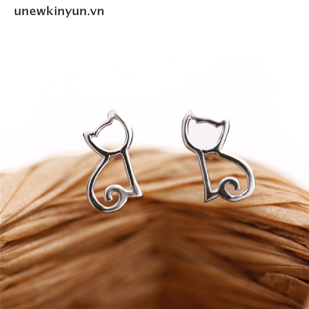 Bông Tai Bạc Hình Mèo Dễ Thương Cho Nữ