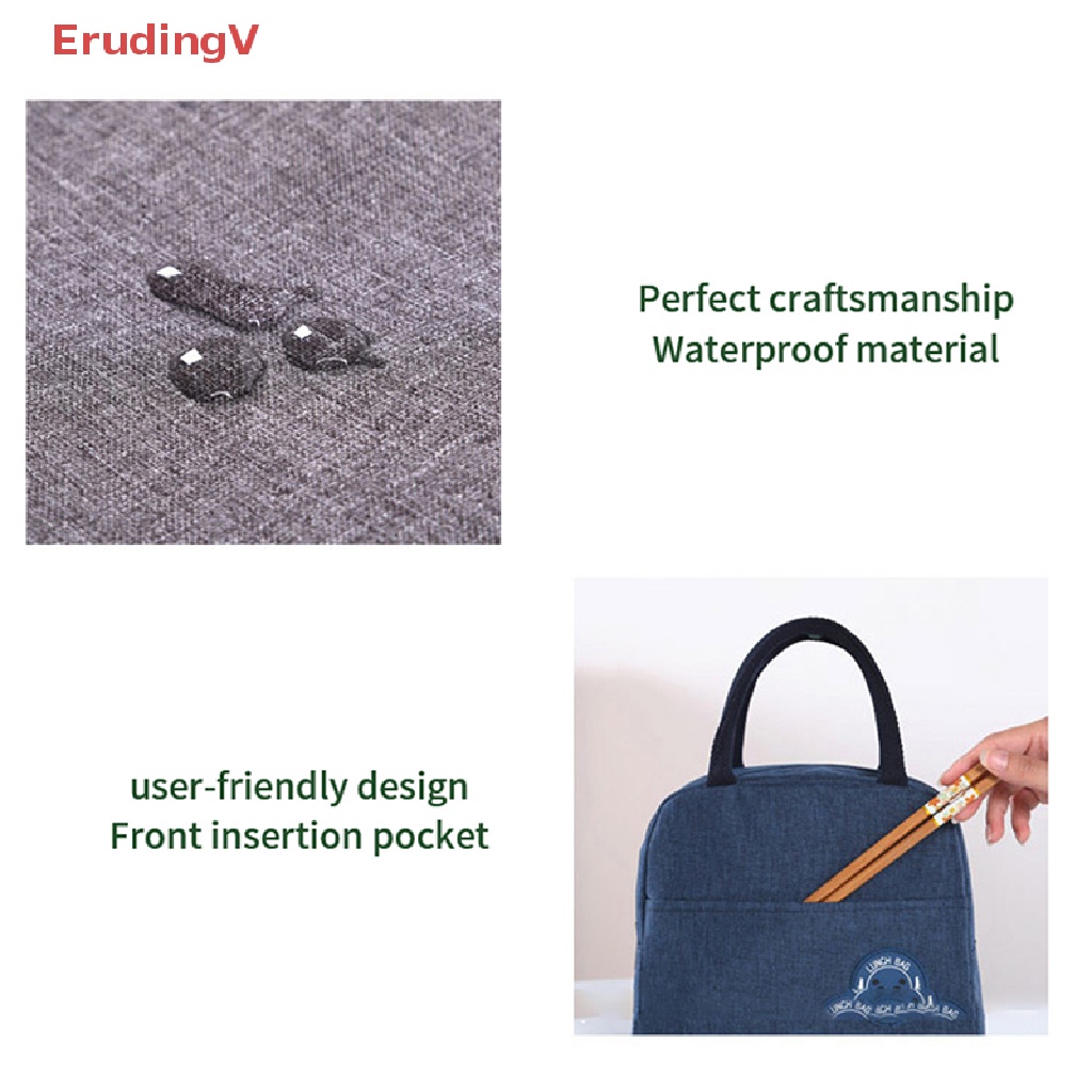 [ErudingV] Túi Tote Canvas Cách Nhiệt Đựng Cơm Trưa Nhỏ Gọn Dành Cho Trẻ Em Đi Học Đi Dã Ngoại [Mới]