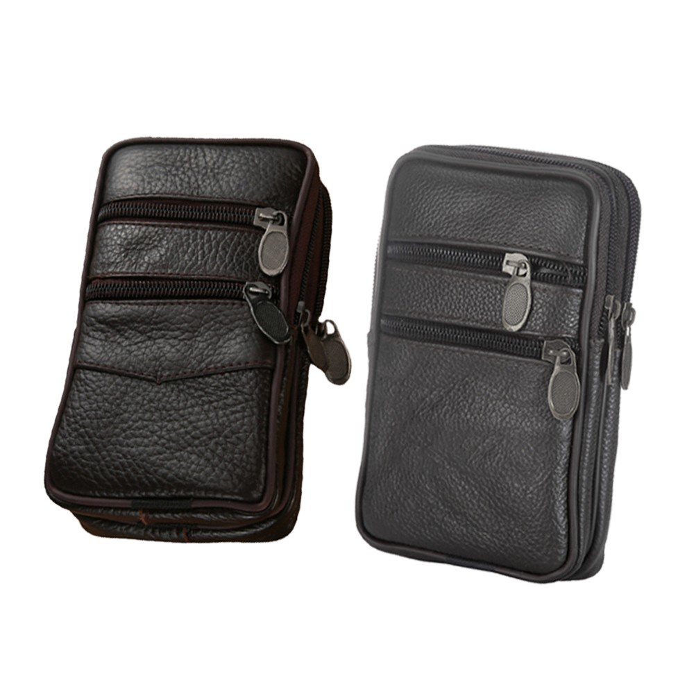 Túi Da PU Đeo Hông Đựng Điện Thoại / Thẻ Có Khóa Kéo Phong Cách Retro Cho Nam Giá Đỡ