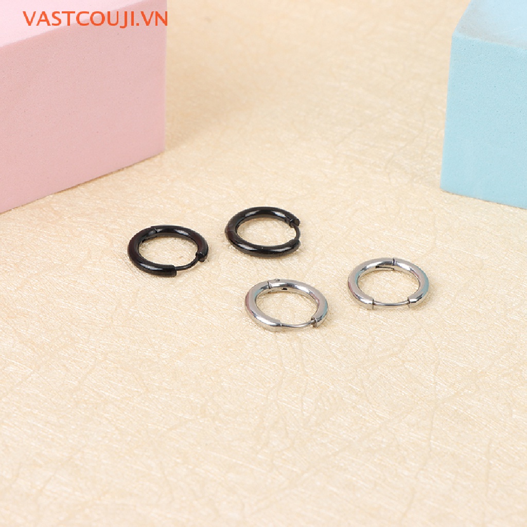 Set 5 Khuyên Tai Tròn Bằng Thép Không Gỉ Cho Nữ