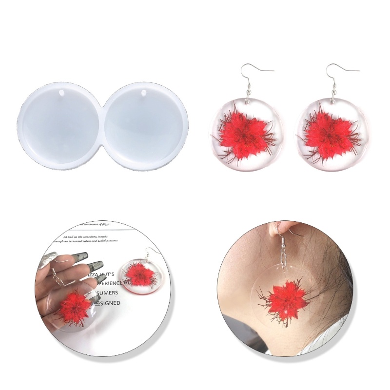 Khuôn Silicone Làm Khuyên Tai / Móc Khóa Hình Tròn DIY