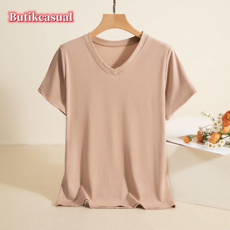 Áo Thun cotton Tay Ngắn Cổ Tròn Dáng Rộng Thời Trang Mùa Hè 2023 Cho Nữ