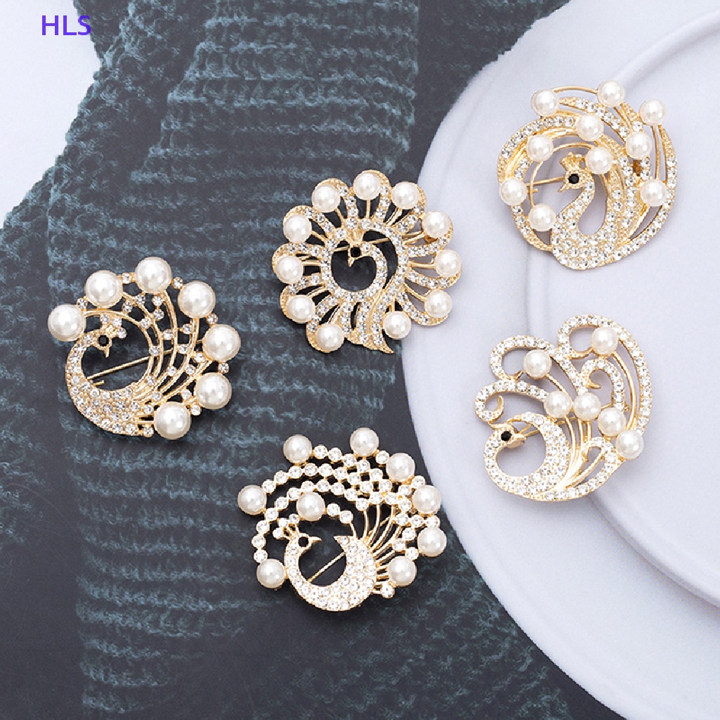 Ghim Cài Áo Hình Chim Công Đính Đá Và Ngọc Trai Nhân Tạo Thời Trang