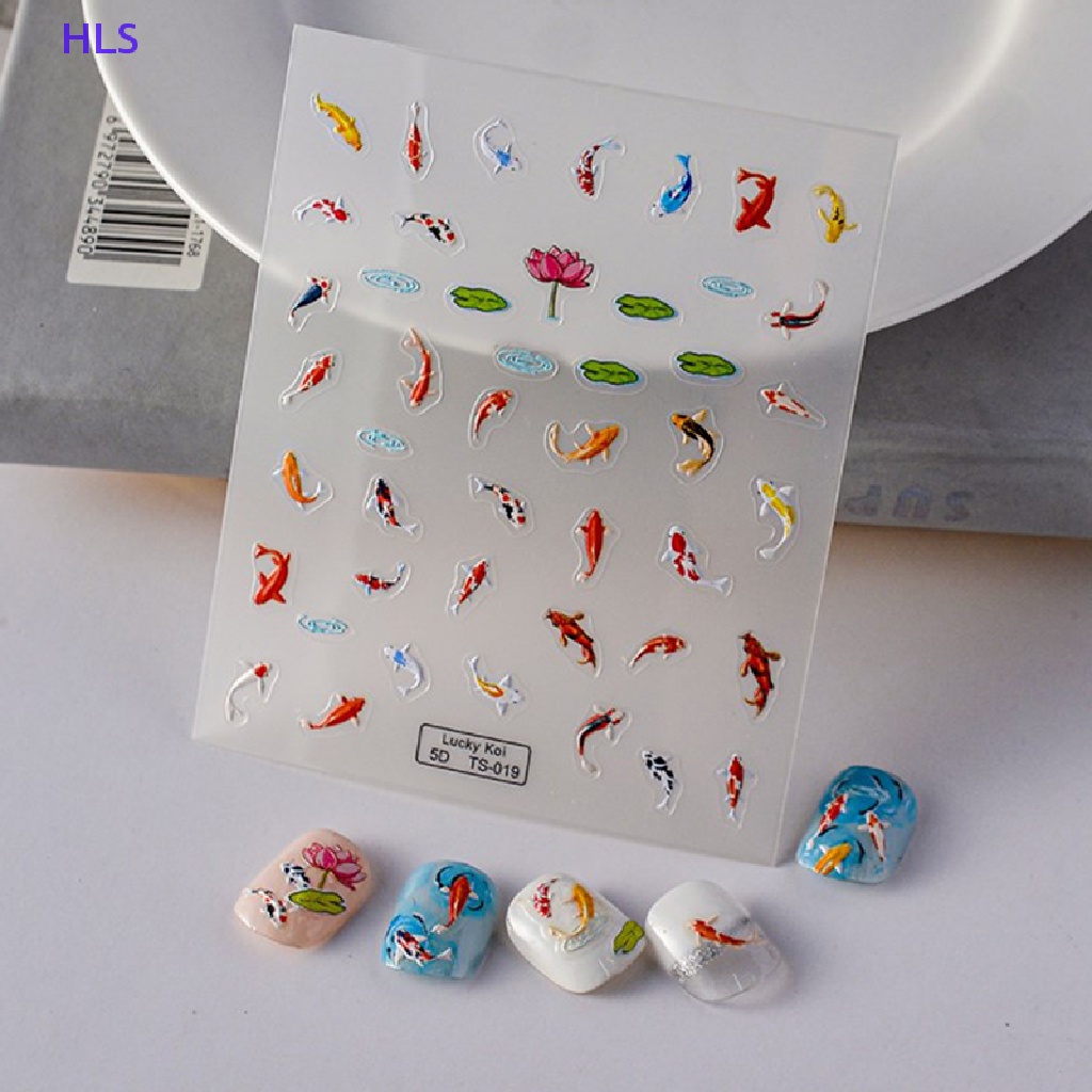 Miếng Dán Trang Trí Móng Tay Họa Tiết Cá Lá Sen / Cá Nhỏ Nhiều Màu 5D Mềm Mại DIY