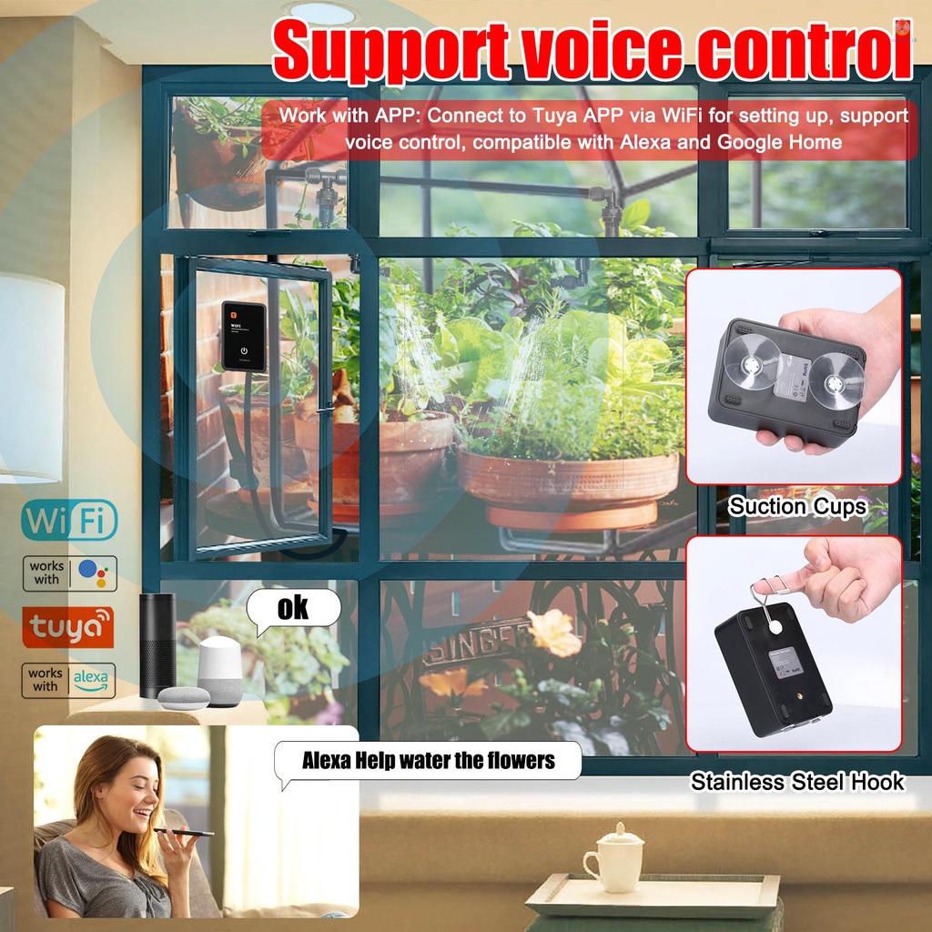 Hệ Thống Điều Khiển Phun Nước Tưới Cây Hẹn Giờ WiFi Thông Minh Tương Thích Với Alexa Google Home