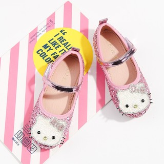  Giày Búp Bê Mary Janes Đính Đá Họa Tiết Mèo Kitty Thời Trang 2023 Cho Bé Gái 