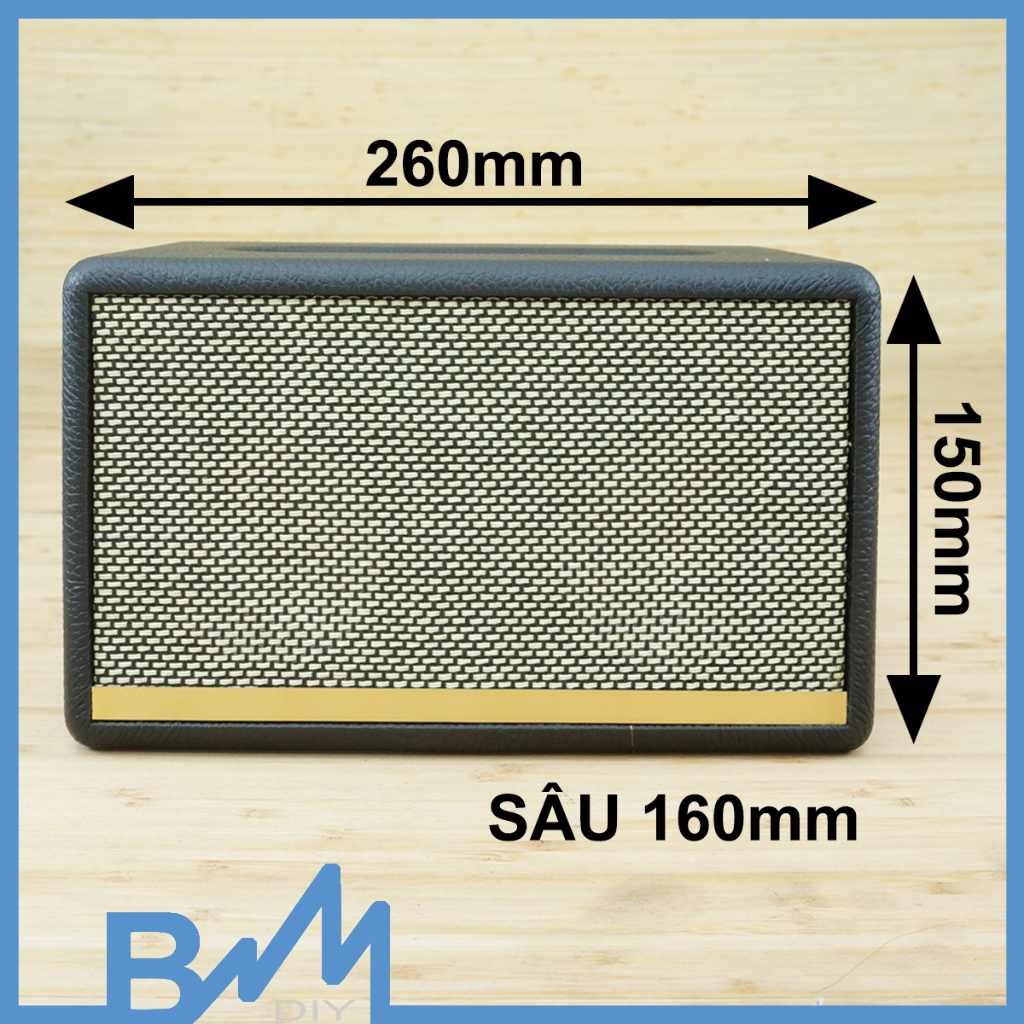 Box loa bọc da hoàn thiện 260x150x160mm ghép loa 3inch cộng hưởng dáng acton