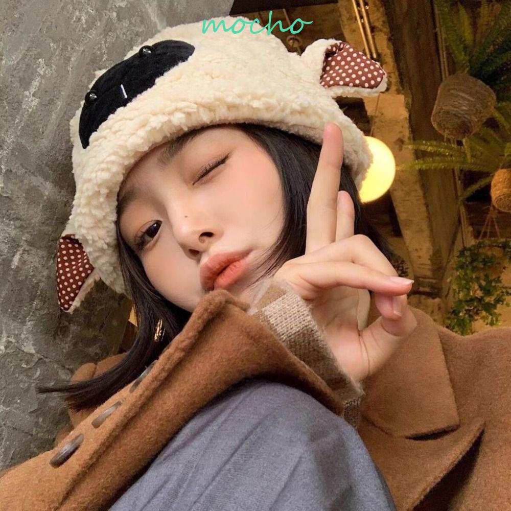 Nón Tai Bèo Chất Liệu Len Lông Cừu Dày Dặn Phong Cách Hàn Quốc Dễ Thương Cho Nữ