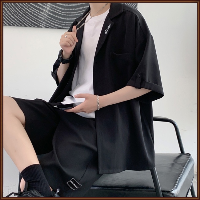 Bộ Trang Phục 2 Mảnh Gồm Áo Sơ Mi Tay Cộc Và Quần Short Màu Sắc Đơn Giản Thời Trang Mùa Hè Cho Nam