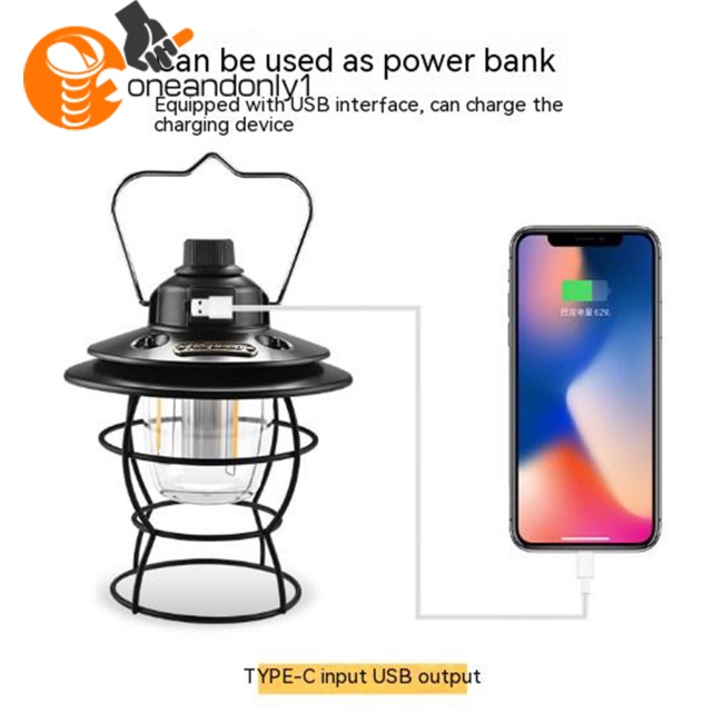 Đèn Led Cắm Trại 3 Mức Độ Siêu Sáng Có Tay Cầm Có Thể Sạc Lại Tiện Dụng