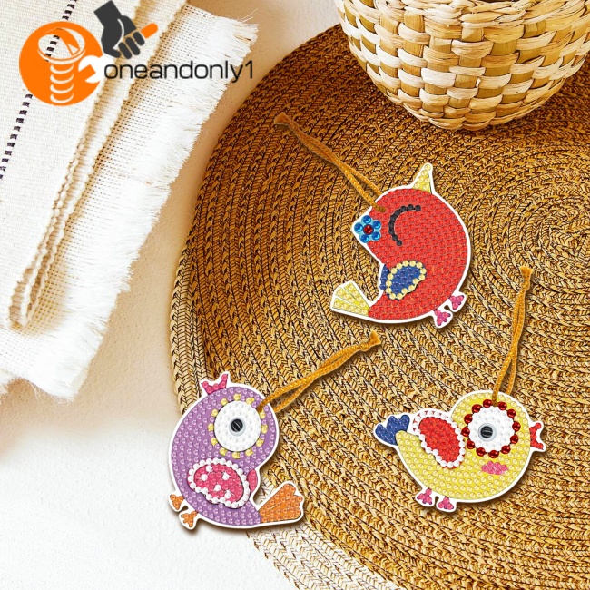 Bộ 13 Món Tranh Đính Đá Tự Làm Hình Chú Chim Hoạt Hình Kèm Dây Treo Trang Trí