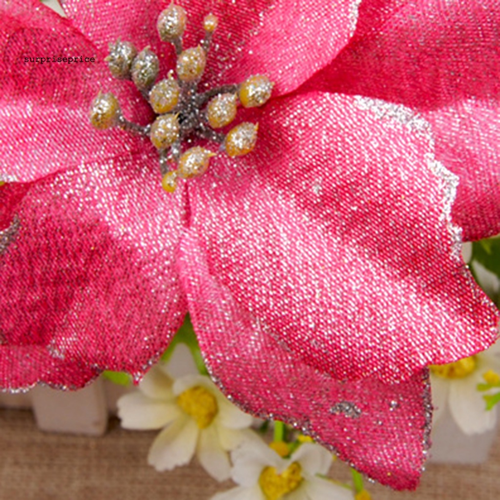 Bộ 2 Bông Hoa Nhựa Nhân Tạo Trang Trí Tiệc Cưới / Giáng Sinh