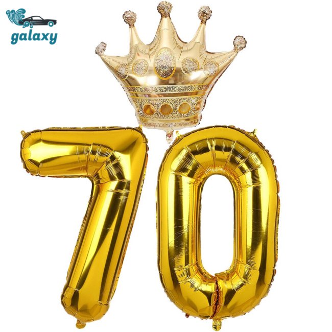 Bong Bóng Trang Trí Sinh Nhật Hình Vương Miện Màu Vàng galaxy 10 18 20 30 40 50-90 Tuổi