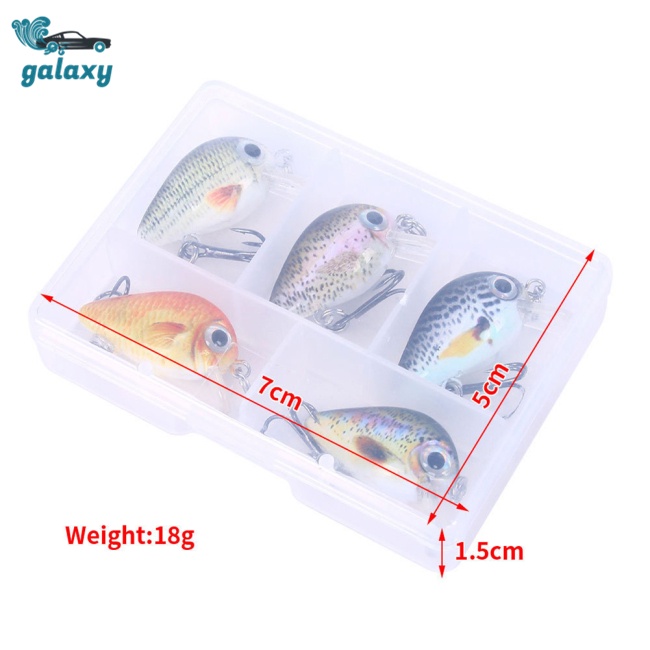 Galaxy Set 5 Mồi Giả Nhử Cá Mini 5 Màu 1.5g Kèm Hộp Đựng