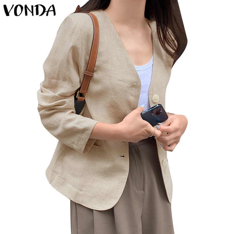 Áo Vest Tay Dài Cổ Chữ V Cài Nút Phong Cách Hàn Quốc Thời Trang Cho Nữ