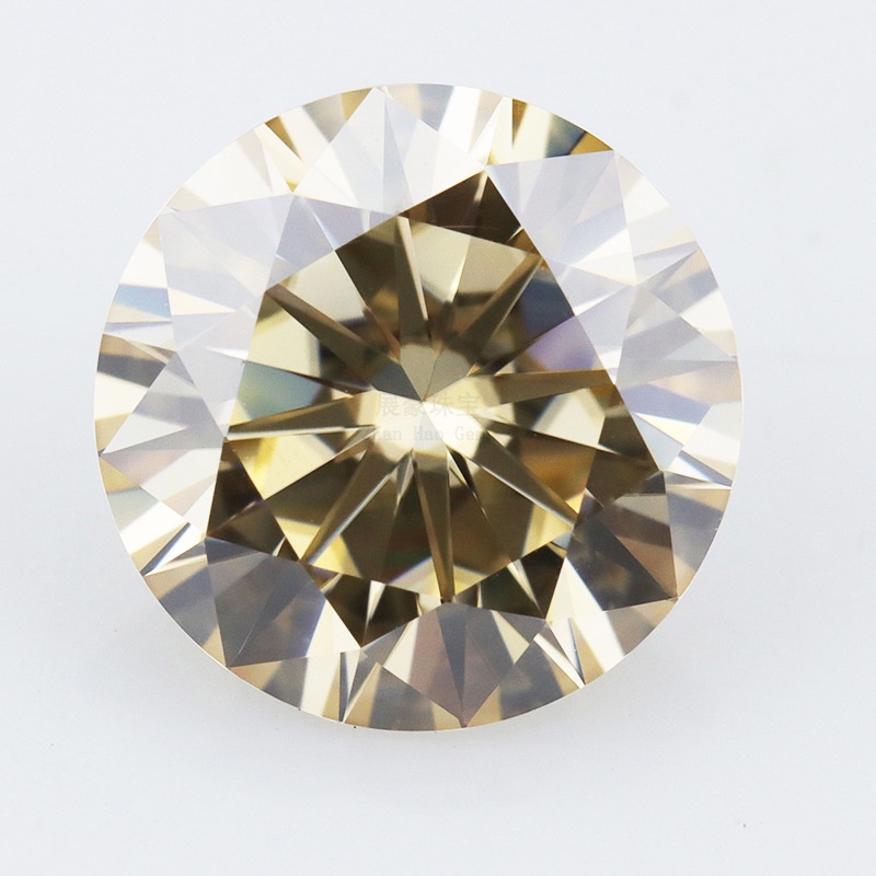 0.5-2 carat Champagne màu sắc thực Mosang kim cương tròn Moissanite khỏa thân đá
