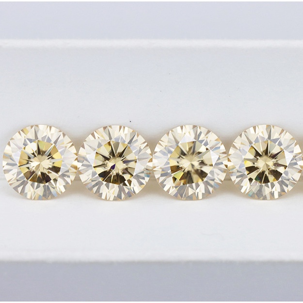 0.5-2 carat Champagne màu sắc thực Mosang kim cương tròn Moissanite khỏa thân đá