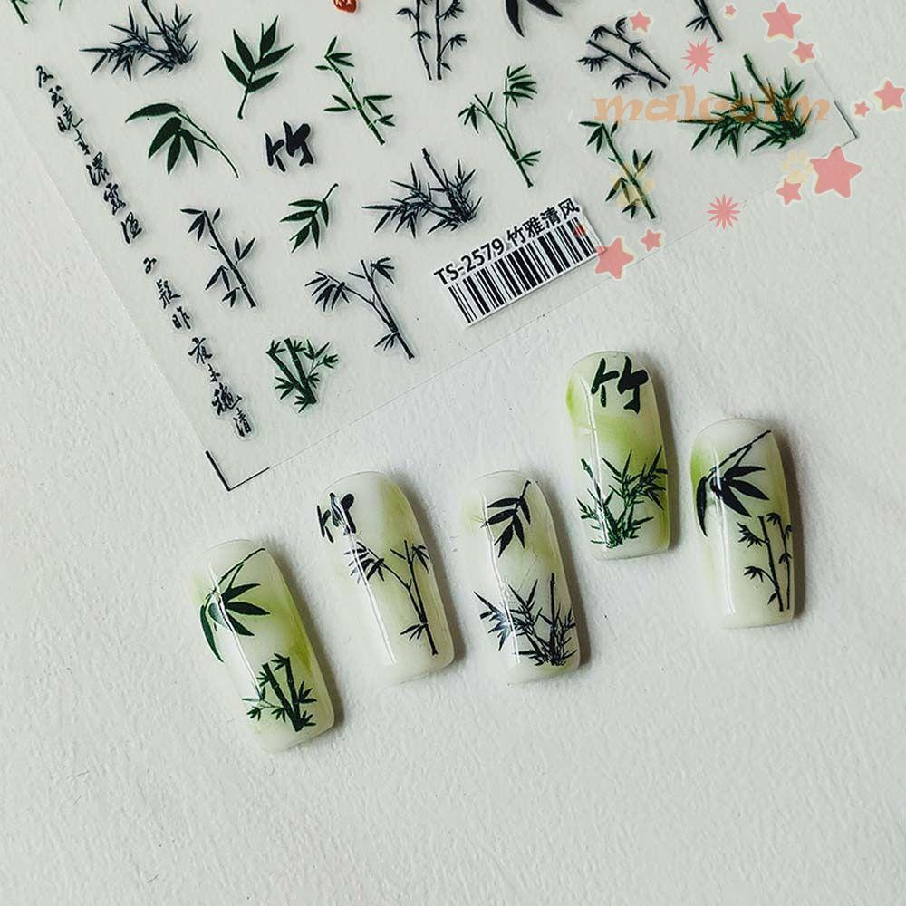 Miếng Dán Trang Trí Móng Tay Hình Hoa Sen / Cây Tre Thời Trang Dành Cho Nữ